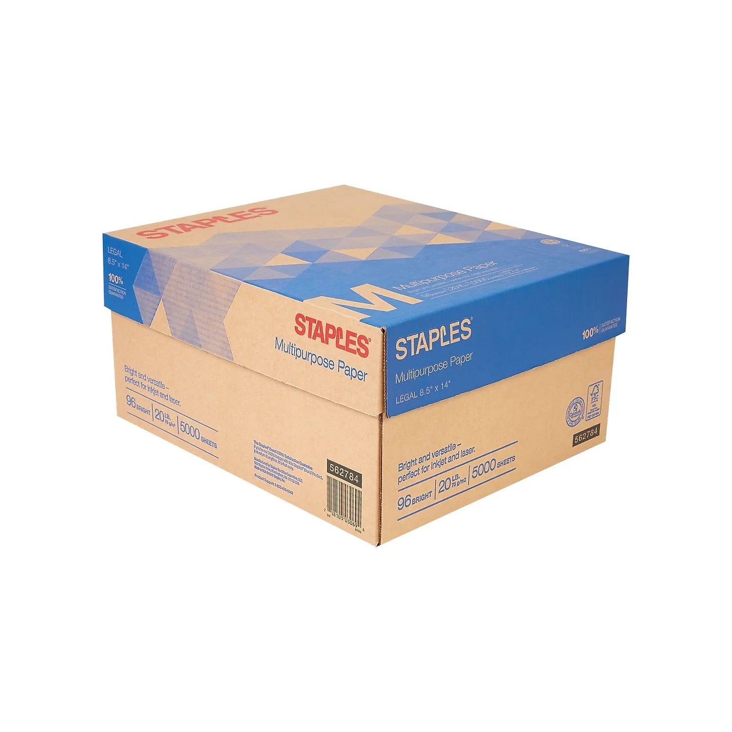 Staples 100% Recycled Copy Paper, 8.5 x 11 - 5000 sheets