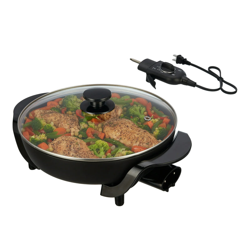 Mainstays 12" Round Nonstick Electric Skillet with Tempered Glass Cover