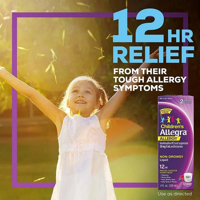 Allegra Children's Non-Drowsy Kids Allergy Relief, Berry Flavor, 4 fl oz BB 10/24