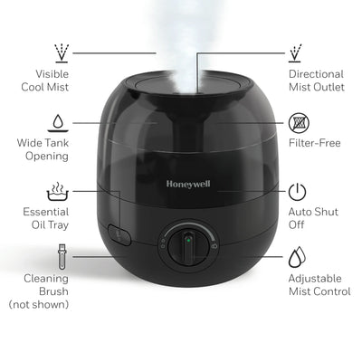 Honeywell Mini Cool Mist Humidifier, 200 sq. ft, Black