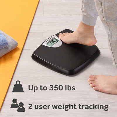 Health o meter Weight Tracking LCD Bathroom Scale, Black, 350lbs Capacity