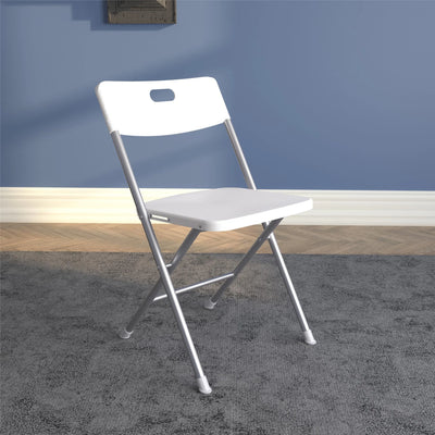 Mainstays Resin Seat & Back Folding Chair, White, 4-Pack