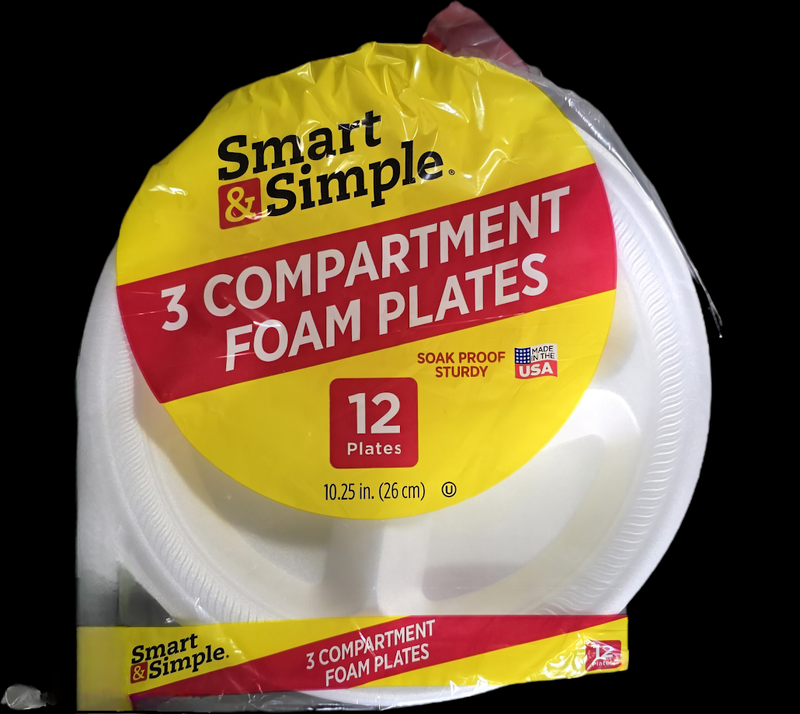 Smart & Simple Foam Compartment Plates, 12 ct