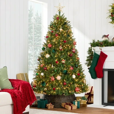 6ft Pre-Lit Hinged Douglas Full Fir Artificial Christmas Tree