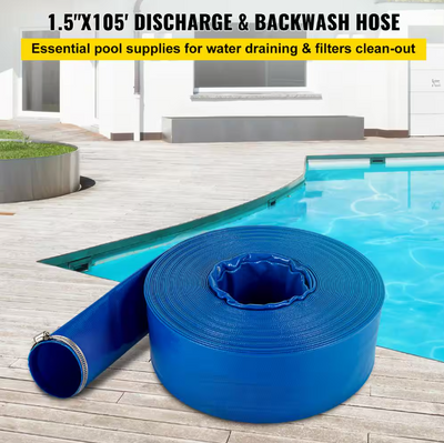 VEVOR Discharge Hose 105' PVC Fabric Lay Flat Hose with Clamps