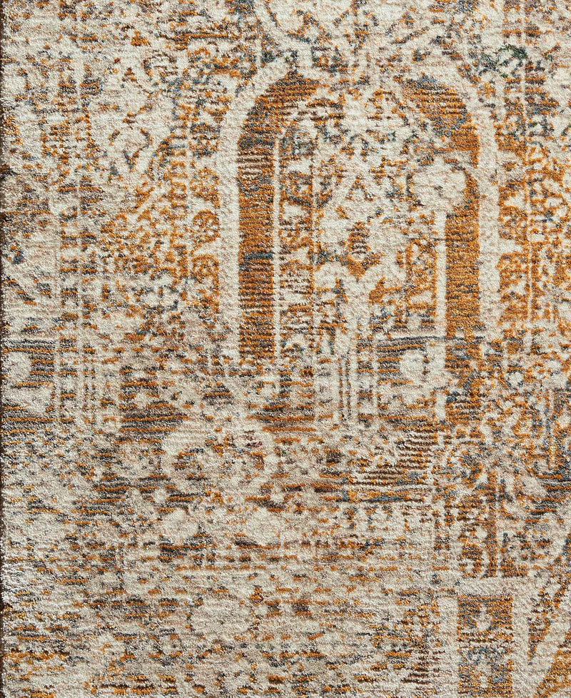 Lourdes Ivory/Orange 7 ft. 10 in. x 10 ft. Distressed Persian Area Rug
