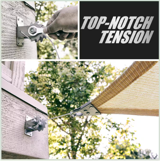 Tension Ratchet Winch Square Sun Shade Wire Installation Kit