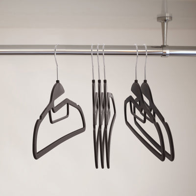 Elama Home 30 Piece Rubber Non Slip Hanger with Hanging Tab in Black