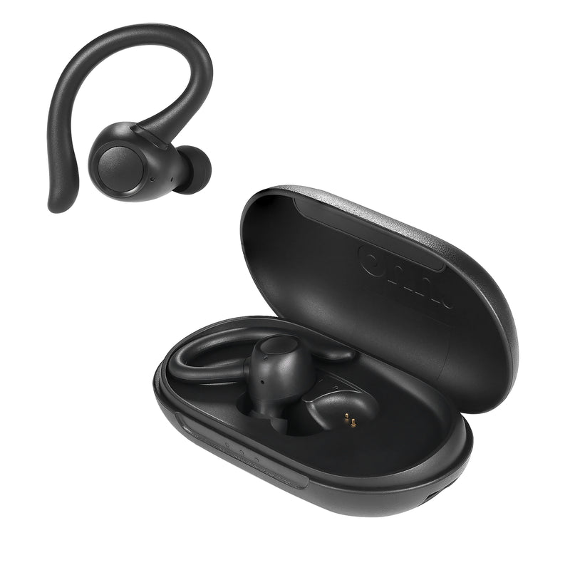 New - onn. True Wireless Headphones with Charging Case, Black