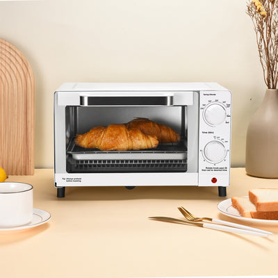 Mainstays 4 Slice Toaster Oven with 3 Settings, includes Baking Rack and Pan, White, New