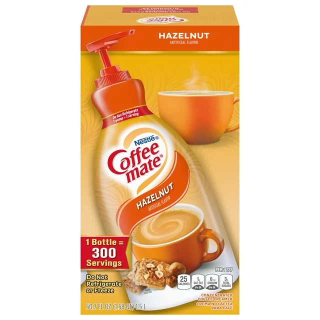 Coffee Mate Hazelnut Liquid Coffee Creamer, 50.7 Oz; Best by 12/24