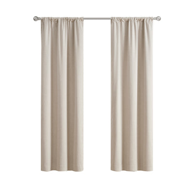 Mainstays Solid Linen Look Blackout Rod Pocket Curtain Panel Pair, Set of 2