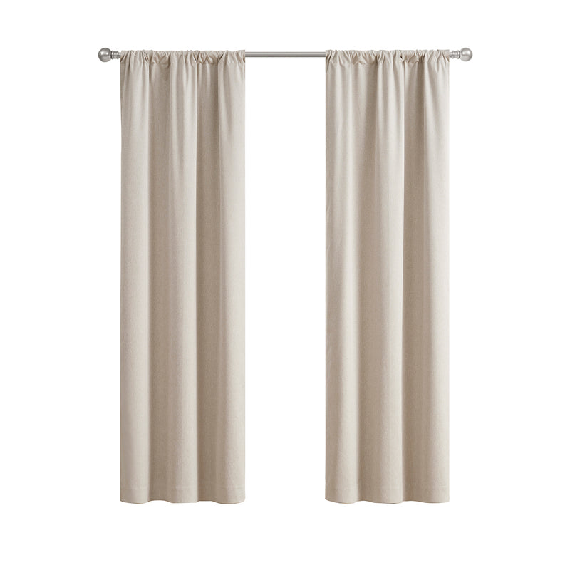 Mainstays Solid Linen Look Blackout Rod Pocket Curtain Panel Pair, Set of 2