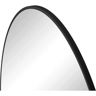 36" Round Wall Mirror, Black Metal Frame