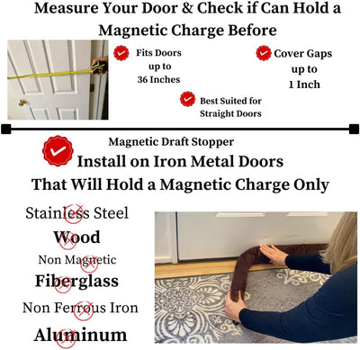 Magnetic Door Draft Guard Stopper for Iron Front Doors - 2 Pack