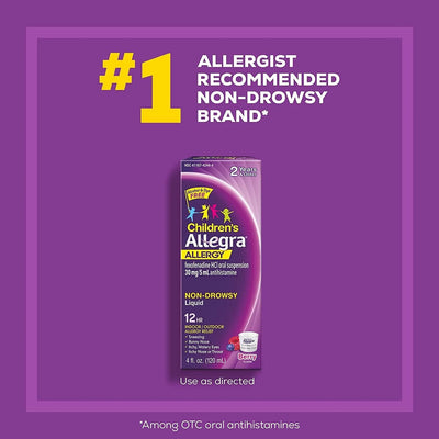 Allegra Children's Non-Drowsy Kids Allergy Relief, Berry Flavor, 4 fl oz BB 10/24