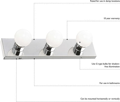 6 Strip Light Contemporary Dimmable, Polished Chrome