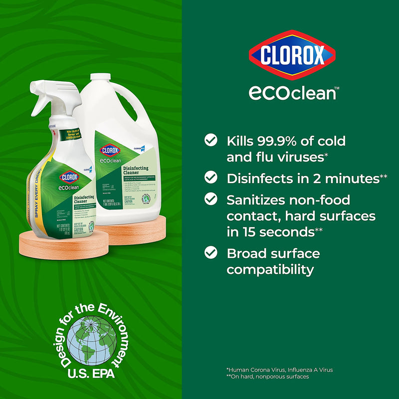 Clorox CloroxPro EcoClean Disinfecting Cleaner Spray Bottle, 32 Fl Oz