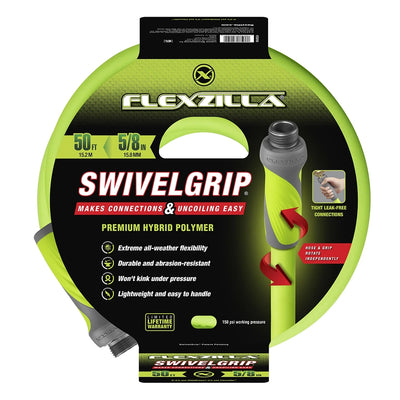 Flexzilla® SwivelGrip® Garden Hose, Hybrid Polymer, 5/8" x 50', ZillaGreen™