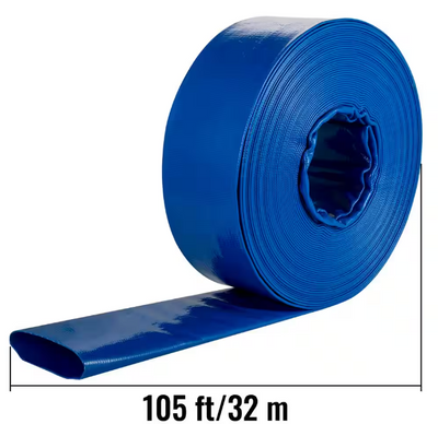 VEVOR Discharge Hose 105' PVC Fabric Lay Flat Hose with Clamps