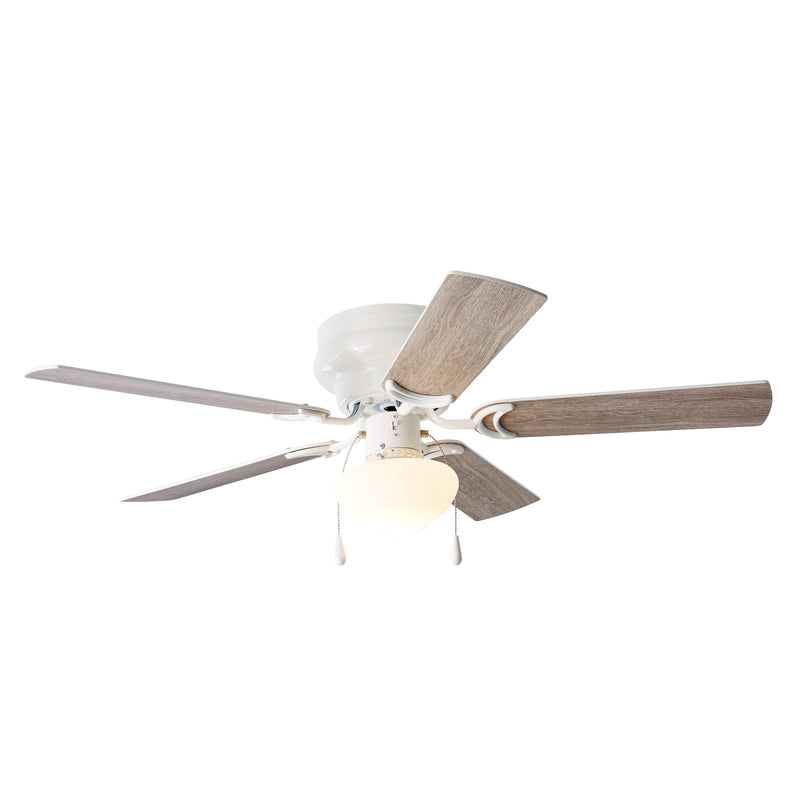 Mainstays 52 inch Hugger Indoor Ceiling Fan with Light Kit, White, 5 Blades, Reverse Airflow