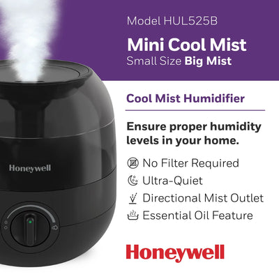 Honeywell Mini Cool Mist Humidifier, 200 sq. ft, Black