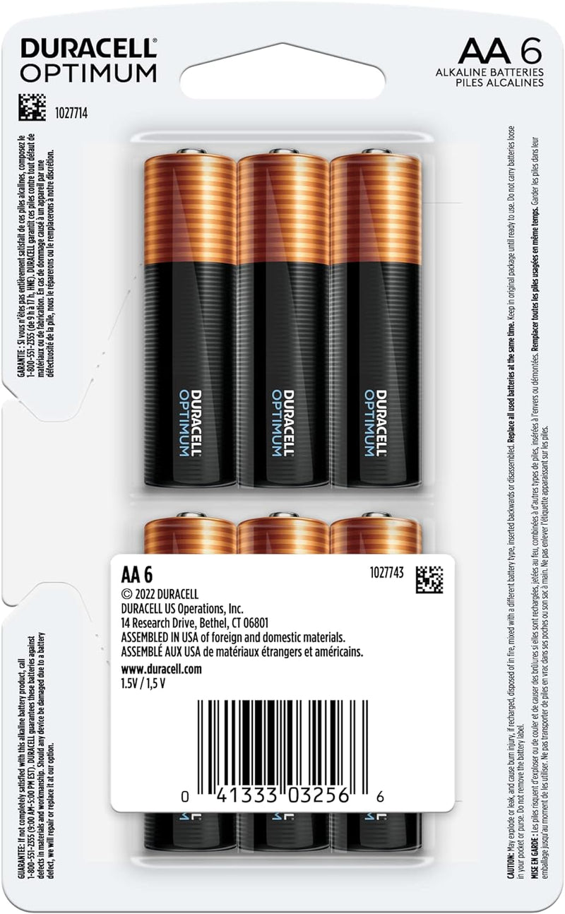 Duracell Optimum AA Batteries with Power Boost Ingredients, 6 Count