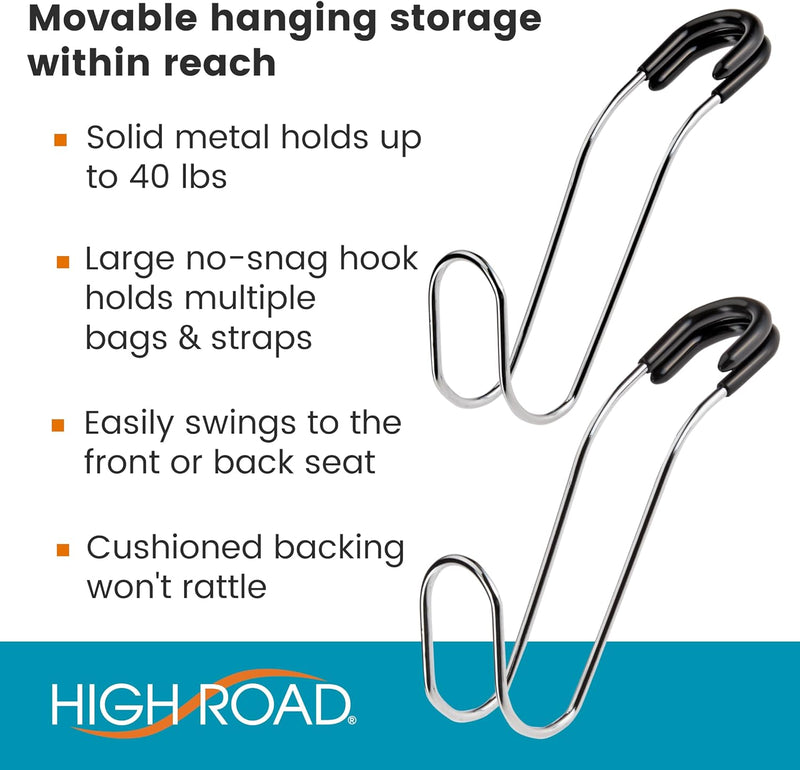 High Road Metal Car Hooks for Purses and Bags, Pack of 6