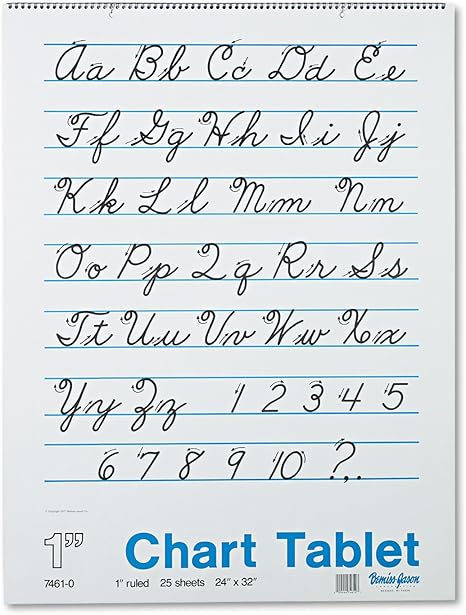 Pacon Chart Tablets w/Cursive Cover, Ruled, 24 x 32, White, 25 Sheets