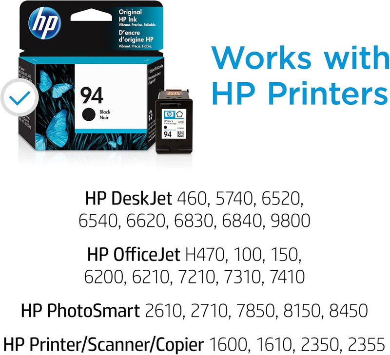 HP 94 Single Ink Cartridge, Black, Exp: 10/24