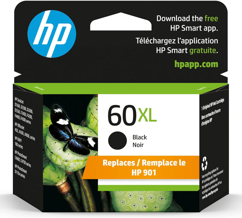 HP 60XL Black High-yield Ink Cartridge, EXP: 10/24