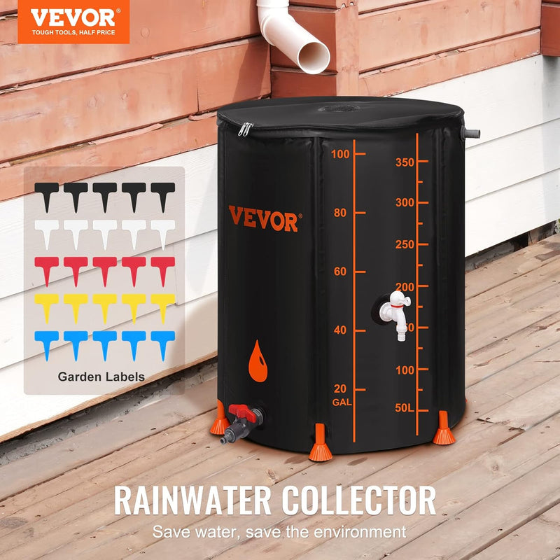 VEVOR 100 Gallon Collapsible Rain Barrel, Portable Rainwater Collection System Water Tank