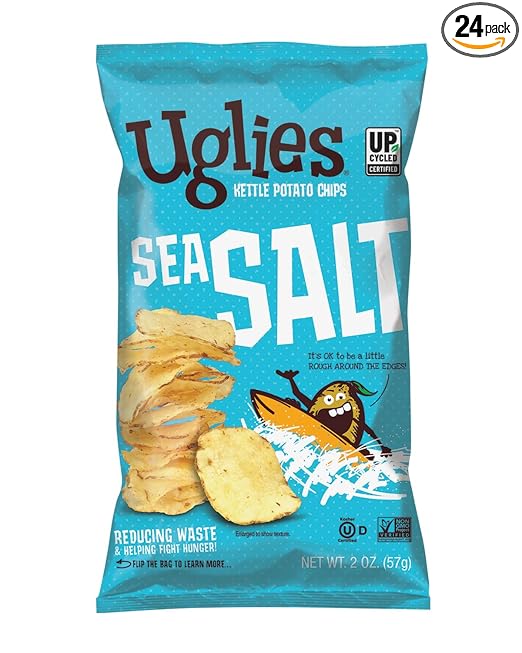 Uglies Sea Salt Kettle-Cooked Potato Chips, 24 Count, Best By: 9/14/24