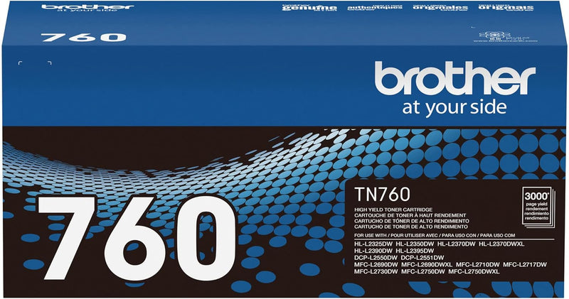 Brother Genuine TN760 High Yield Black Toner Cartridge