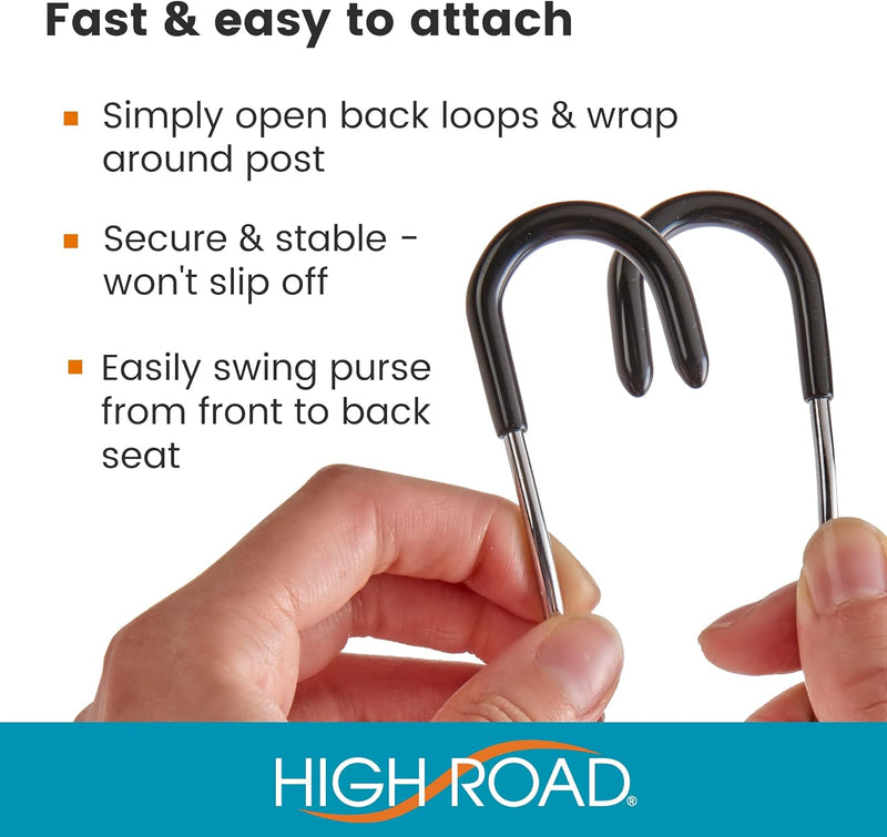 High Road Metal Car Hooks for Purses and Bags, Pack of 6