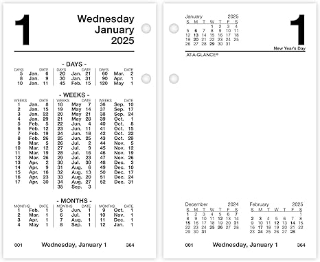 AT-A-GLANCE 2025 Desk Calendar Refill, Daily, 3-1/2" x 6", Standard, Financial