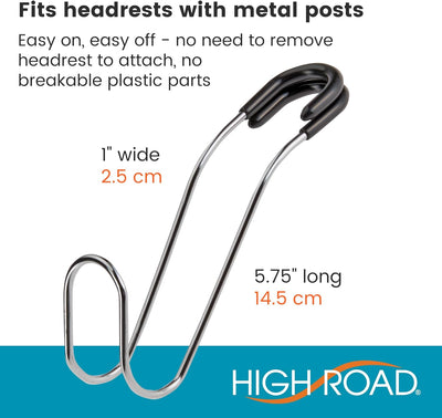 High Road Metal Car Hooks for Purses and Bags, Pack of 6