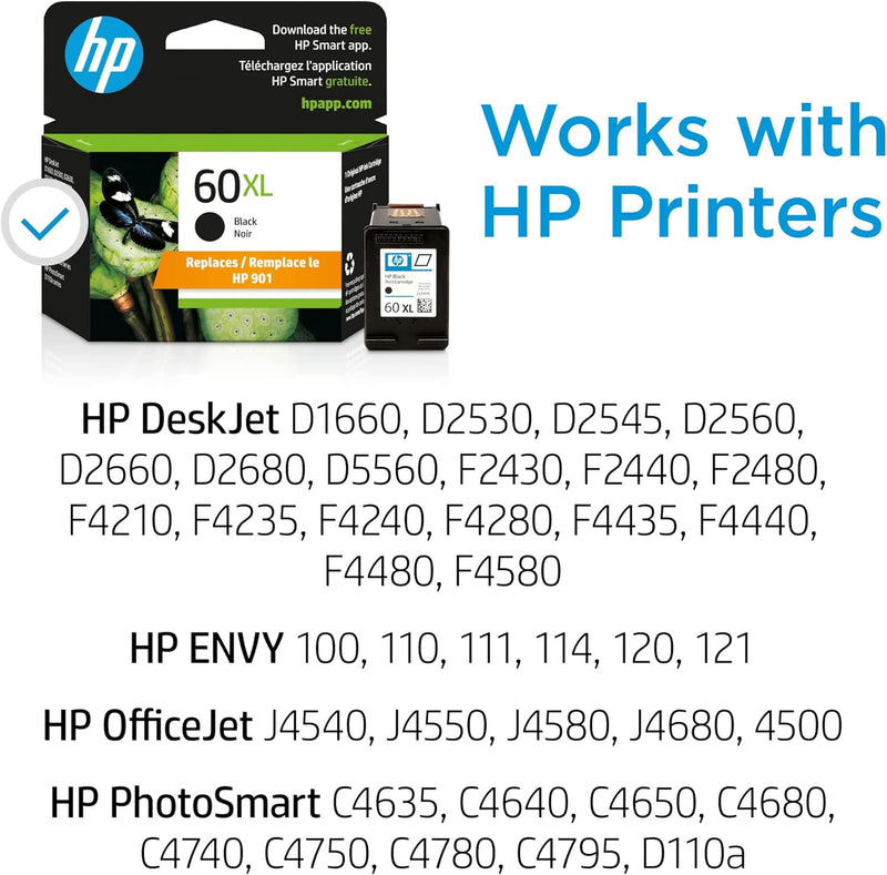 HP 60XL Black High-yield Ink Cartridge, EXP: 10/24