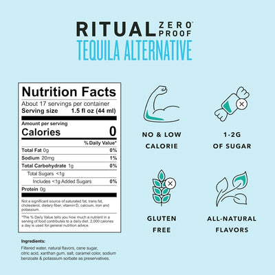 RITUAL ZERO PROOF Tequila Alternative, Non-Alcoholic, 25.4 Fl Oz BB 02/25