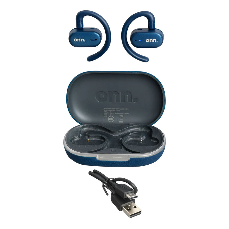 onn. Wireless Open-Ear Earphones, Blue