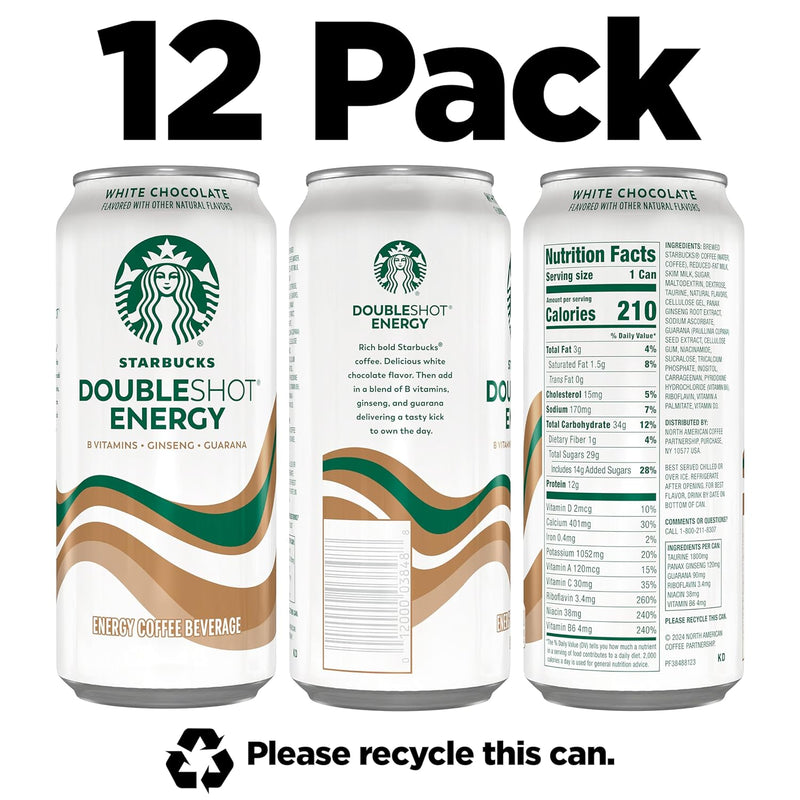 Starbucks Doubleshot Energy Drink, White Chocolate 12 Pack BB 12/23