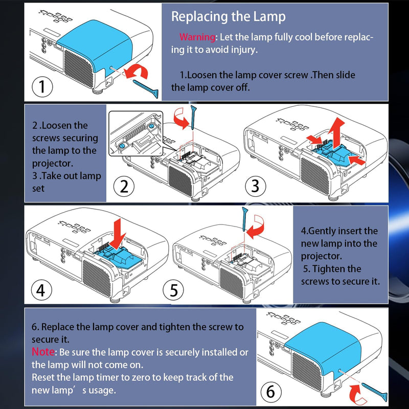 Replacement Projector Lamp Bulb with Housing