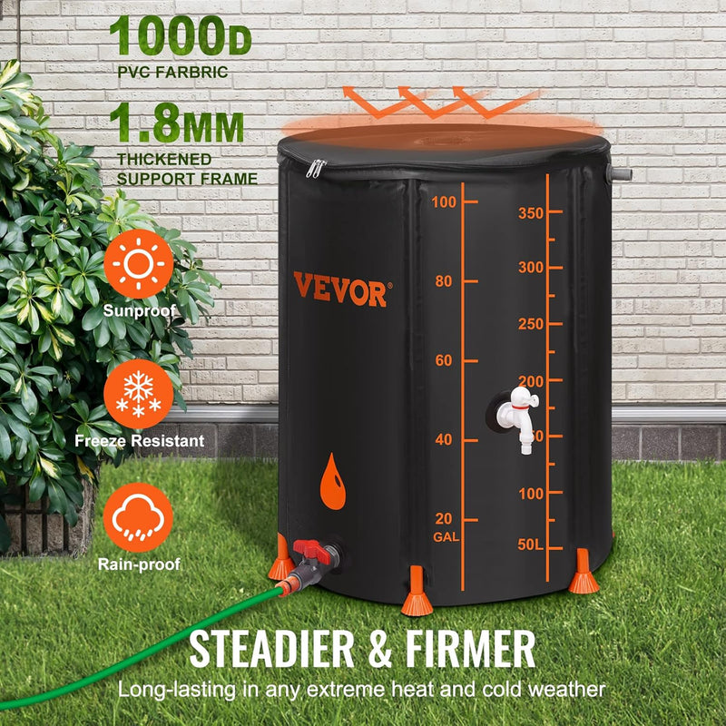 VEVOR 100 Gallon Collapsible Rain Barrel, Portable Rainwater Collection System Water Tank