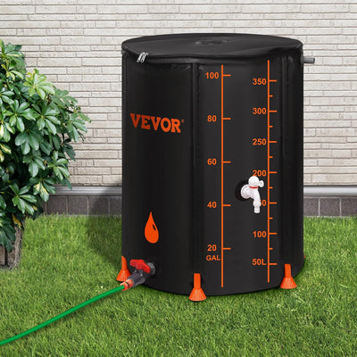 VEVOR 100 Gallon Collapsible Rain Barrel, Portable Rainwater Collection System Water Tank