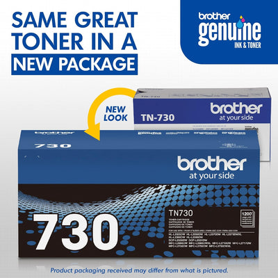 Brother Genuine Standard Yield Toner Cartridge, TN730, Replacement Black Toner