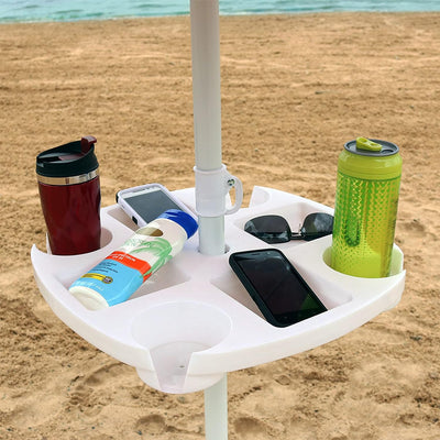 Outdoor Beach Umbrella Table - 4 Drink Holders and Tray Slots