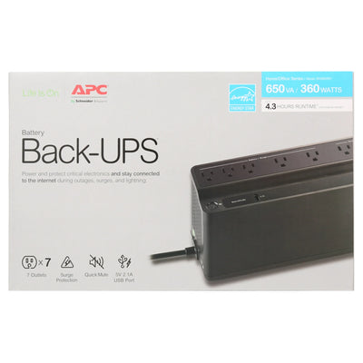 APC UPS Battery Backup, 650VA 360W Uninterruptible Power Supply