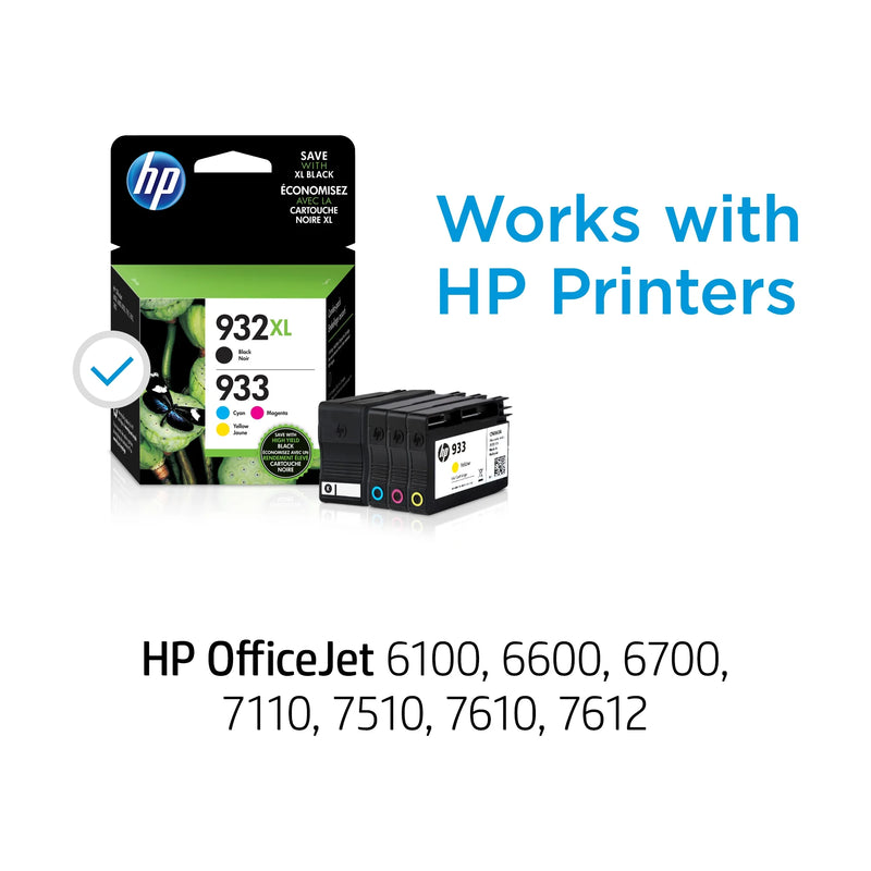 HP 932XL/933 High Yield Black and Standard Tri-Color Ink Cartridges, EXP 03/24