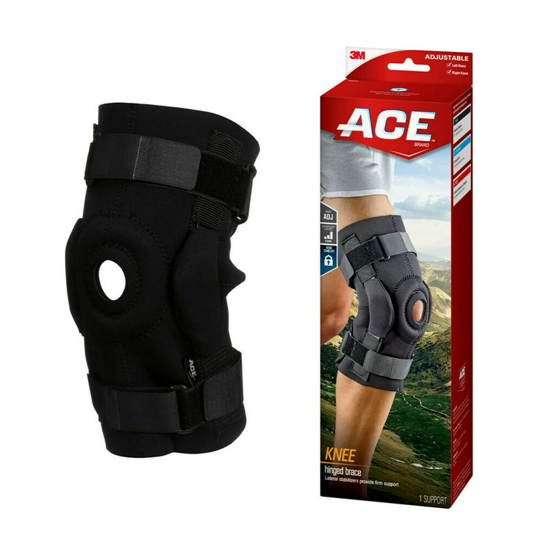 ACE Brand Hinged Knee Brace, Adjustable, Black, 1/Pack