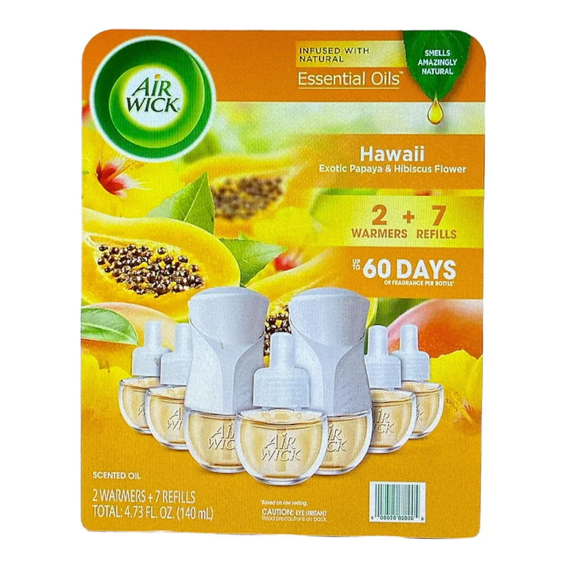 Air Wick Scented Oil Air Freshener Kit, Hawaii (2 Warmers + 7 Refills)